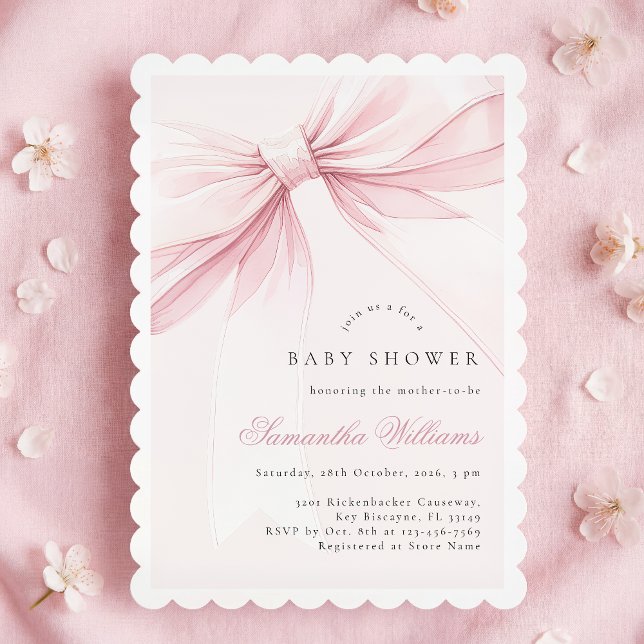 Simple Elegant Bow Baby Shower Invitation (Créateur téléchargé)