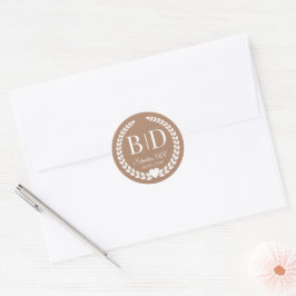 Simple Elegant Bride and Groom Monogram Runder Aufkleber