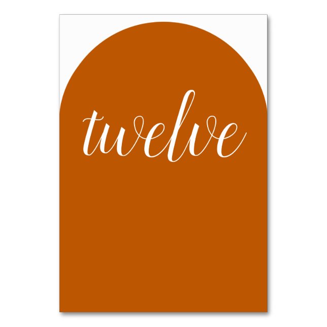 Simple Elegant Burnt Orange Rounded Tischnummer (Vorderseite)