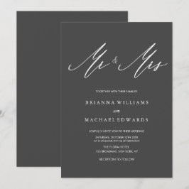 Simple Elegant Calligraphy Mr. und Mrs. Wedding Einladung
