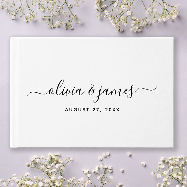 Simple Elegant Calligraphy Script Wedding Gästebuch (Von Creator hochgeladen)