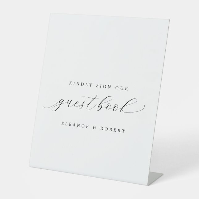 Simple Elegant Calligraphy Wedding Guestbook Sockelschild (Vorderseite)