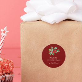 Simple Elegant Christmas Watercolor Botanical Clas Runder Aufkleber