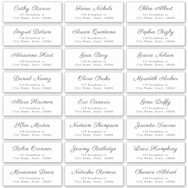 Simple Elegant Classy Script Guest Address Labels (Vorderseite)