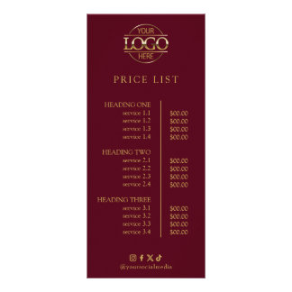 Simple Elegant Custom Business Logo Price List Werbekarte
