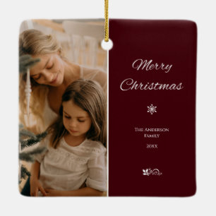 Simple & Elegant Dark Burgundy Christmas Holidays Keramikornament