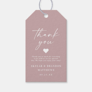 Simple Elegant Dusty Mauve Pink Wedding Vielen Dan Geschenkanhänger