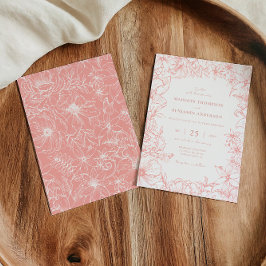 Simple Elegant Dusty Pink Floral Garden Wedding Einladung