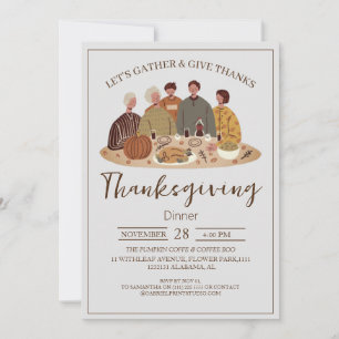 Simple Elegant Erntedank Dinner Pumpkin Türkei Einladung