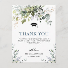 Simple Elegant Eucalyptus Abschluss Vielen Dank Postkarte