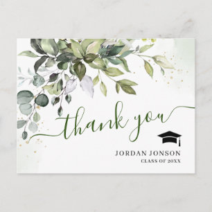 Simple Elegant Eucalyptus Abschluss Vielen Dank Postkarte