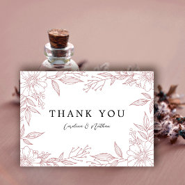 Simple Elegant Floral Blush Pink Wedding Dankeskarte