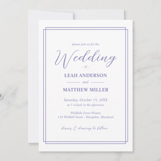 Simple Elegant Floral Pattern Wedding Invitation (Devant)