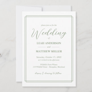 Simple Elegant Floral Pattern Wedding Invitation