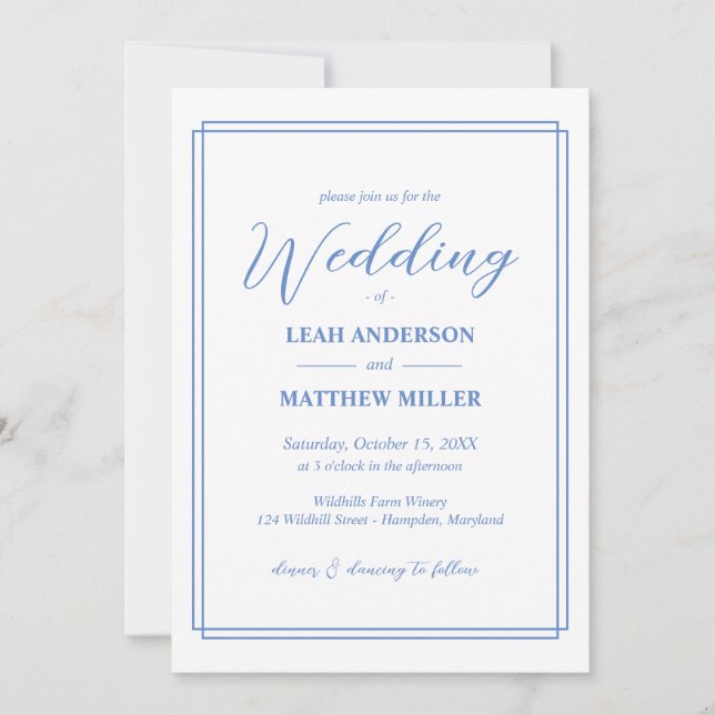 Simple Elegant Floral Pattern Wedding Invitation (Devant)