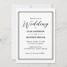 Simple Elegant Floral Pattern Wedding Invitation