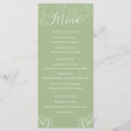 Simple Elegant Floral Sage Green Wedding Menükarte