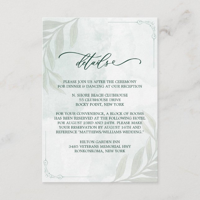 Simple Elegant Floral Wedding Enclosure Card Begleitkarte (Vorderseite)