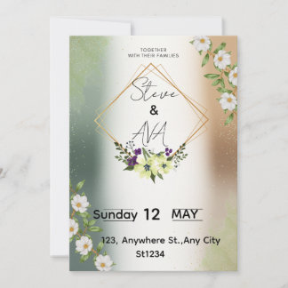 Simple Elegant Floral Wedding Invitation Einladung