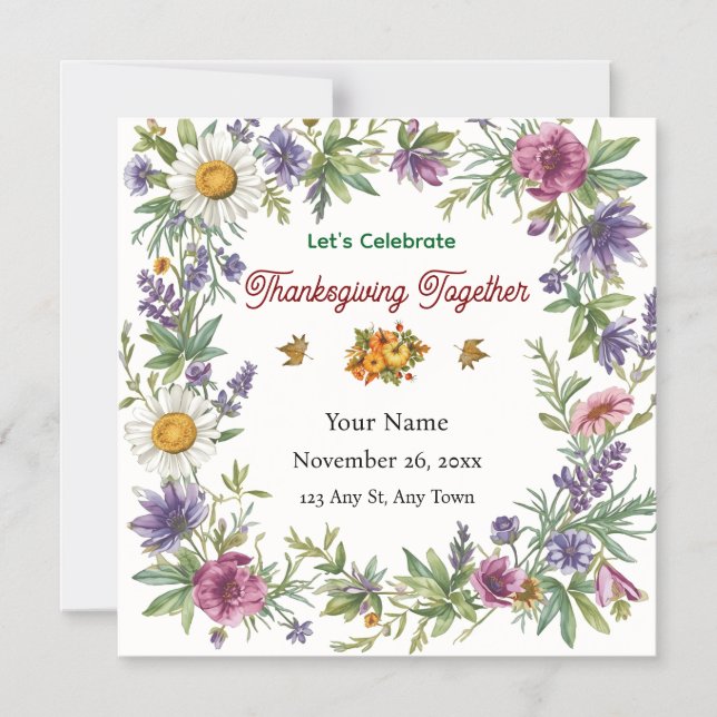 Simple Elegant Flower Framed Friendsgiving Magneteinladung (Vorderseite)