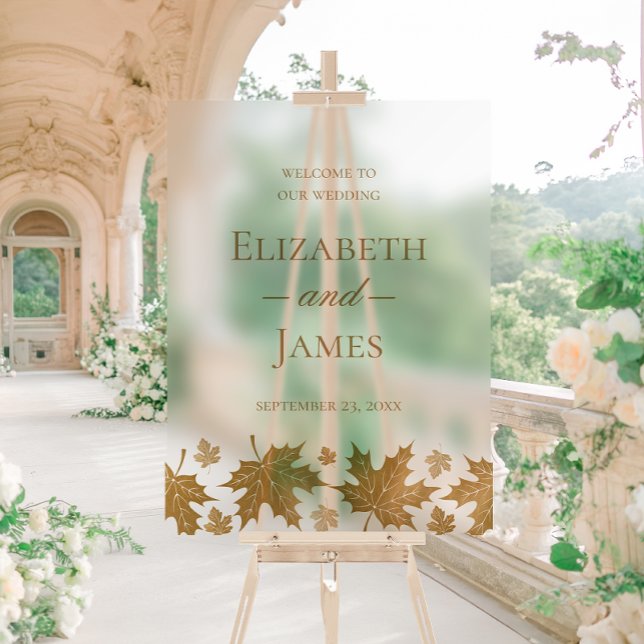 Simple Elegant Gold Fall Feuilles Mariage Accueil (Créateur téléchargé)