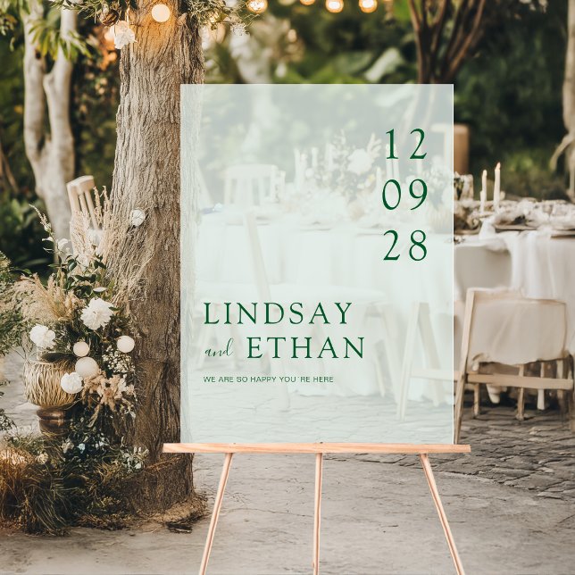 Simple Elegant Green Transparent Wedding (Simple Elegant Green Transparent Wedding Acrylic Sign)
