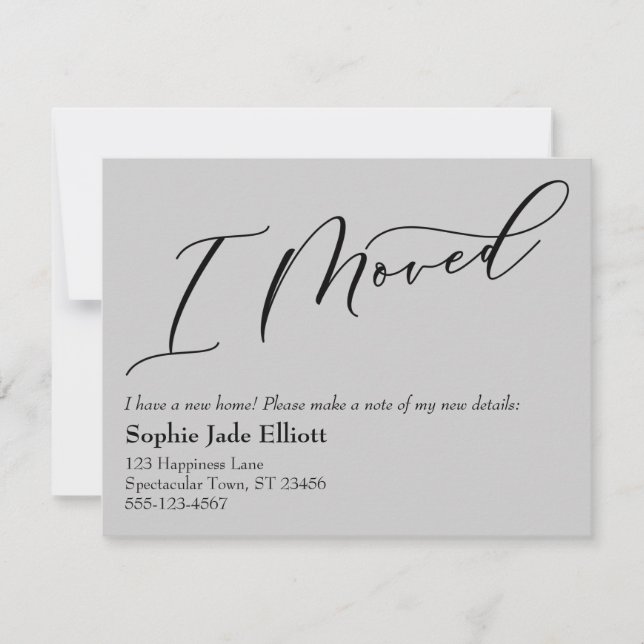Simple Elegant Grey I Déplacé Nouvelle carte d'adr (Devant)