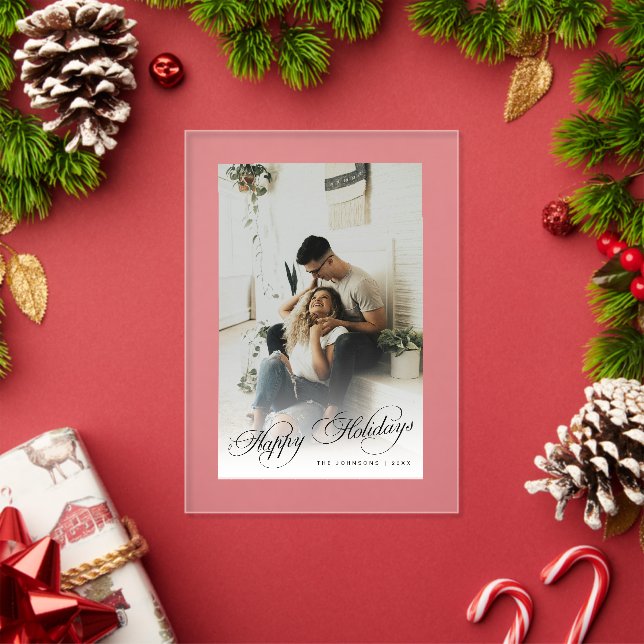 Simple Elegant Happy Holidays Photo Christmas Card Acryleinladungen (Insitu (Feiertag))