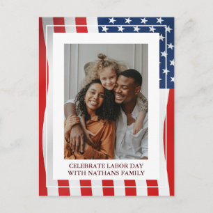 Simple Elegant Happy Labour Day mit US-Flaggen-Fot Postkarte