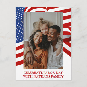 Simple Elegant Happy Labour Day mit US-Flaggen-Fot Postkarte