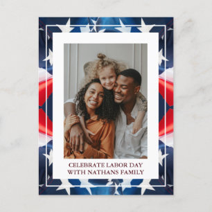 Simple Elegant Happy Labour Day mit US-Flaggen-Fot Postkarte