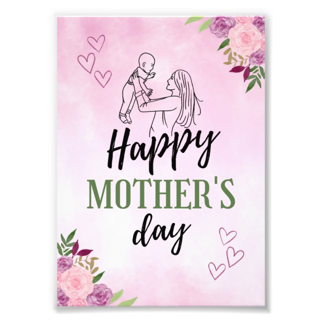 Simple Elegant Happy Mother's Day 2023 Wünsche Fotodruck (Vorne)