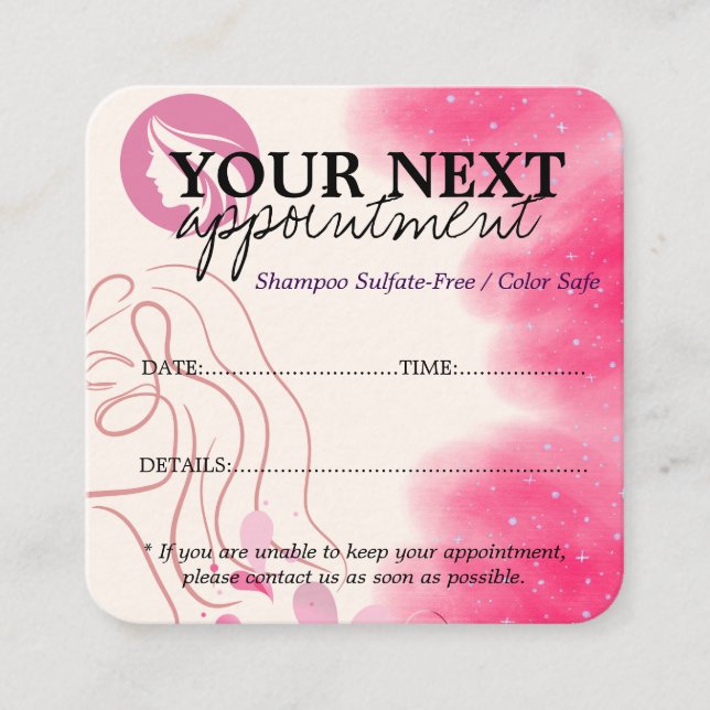 Simple Elegant Light Pink Beauty Salon Terminkarte (Vorderseite)