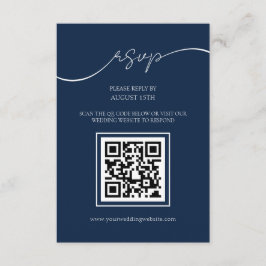 Simple Elegant Marine Bleu QR Code Mariage Carte R