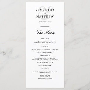 Simple Elegant Menu Mariage noir et blanc