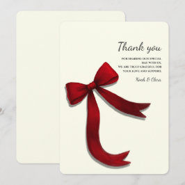 Simple Elegant Minimalist Red Bow Dankeskarte
