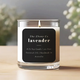 Simple Élégant minimaliste Étiquette à bougie noir