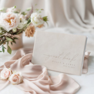 Simple Élégant minimaliste Mariage Beige livre d'h