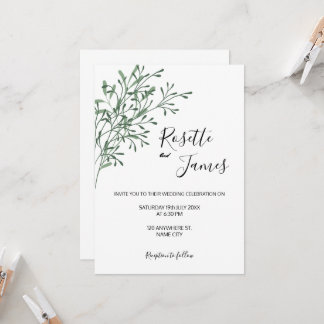 Simple Elegant Modern Greenery wedding Invitation Einladung
