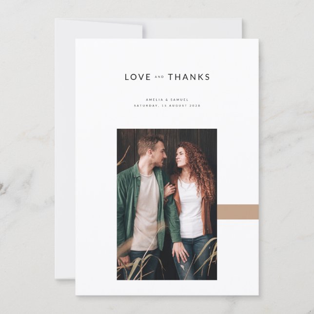 Simple Elegant Modern Photo Wedding Dankeskarte (Vorderseite)