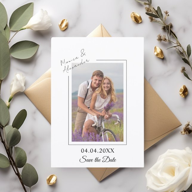 Simple elegant modern photo wedding Save the Date (Créateur téléchargé)