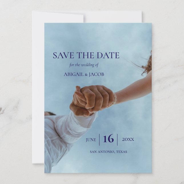 Simple Elegant Modern Photo Wedding Save the Date Einladung (Vorderseite)