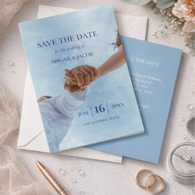 Simple Elegant Modern Photo Wedding Save the Date Einladung (Von Creator hochgeladen)