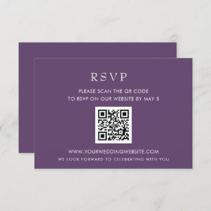Simple Elegant Modern Purple QR CODE RSVP Karte
