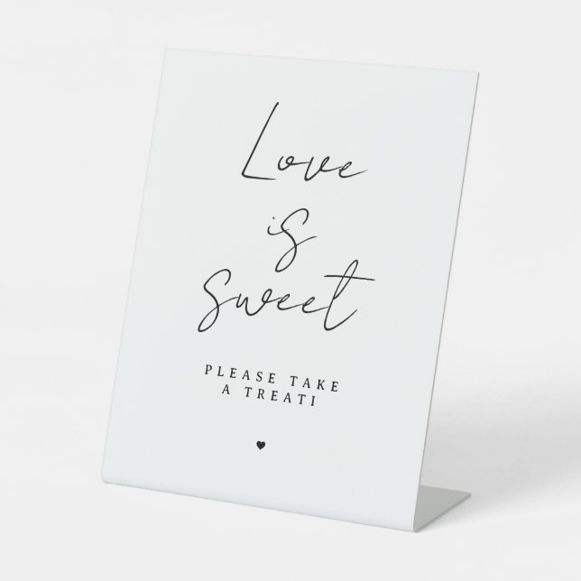 Simple Elegant Modern Wedding sign Love Is Sweet Sockelschild (Vorderseite)