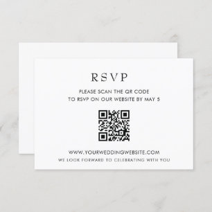 Simple Elegant Modern White QR CODE RSVP Karte