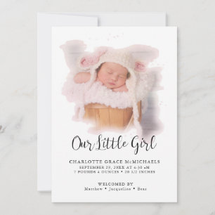 Simple Elegant Moderne Baby Girl Faire-part photo
