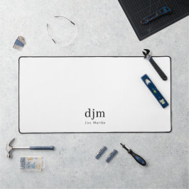 Simple Elegant Monogram Minimalist Black & White Schreibtischunterlage