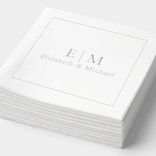 Simple Élégant Monogramme Minimal Mariage Argent (Détail)