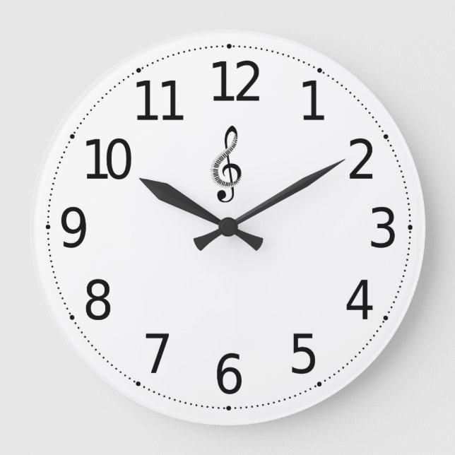 Simple Elegant Music Note Piano Keys | Wall Clock Große Wanduhr (Vorderseite)